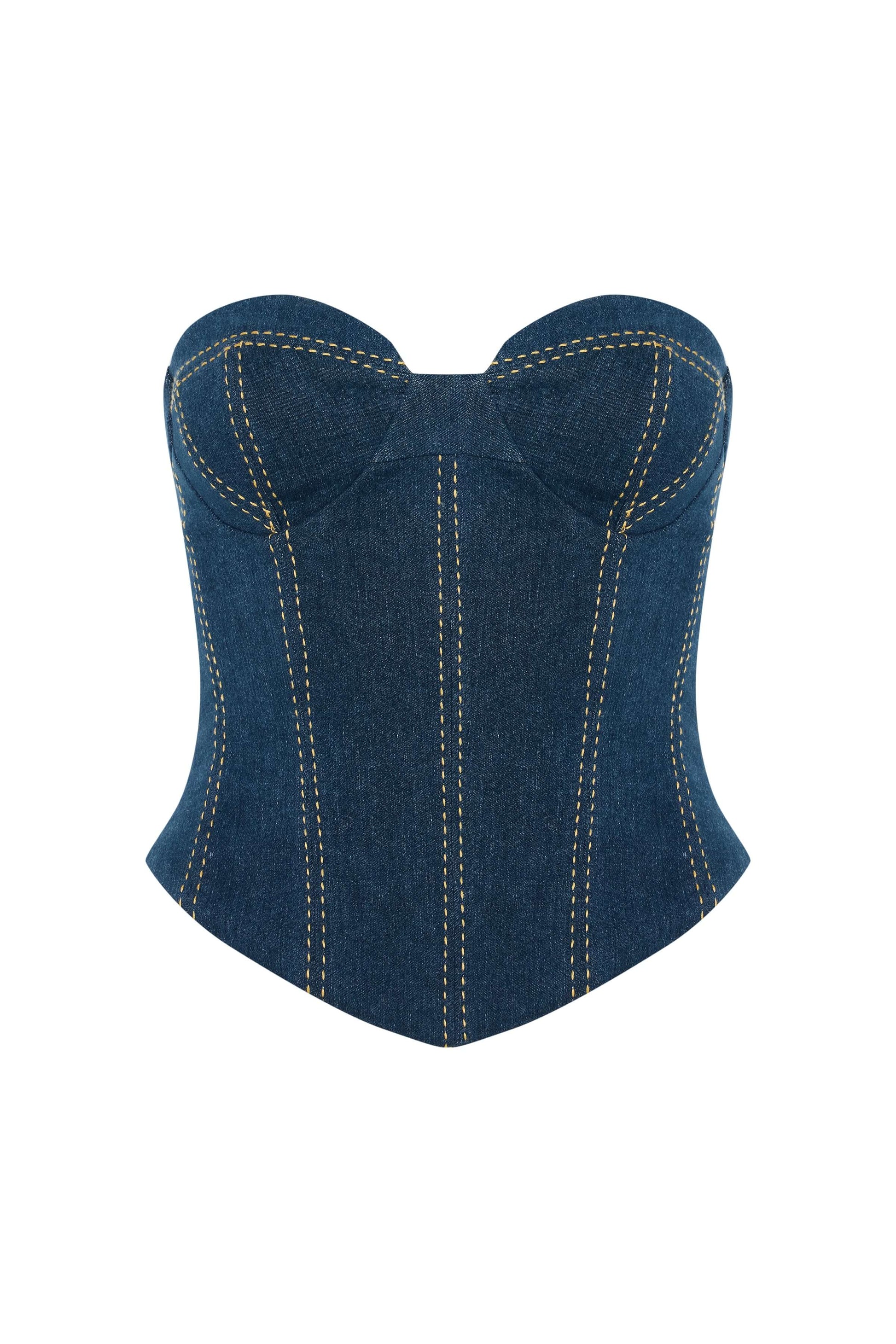 JENDUE Sofia Denim Corset Crop Top-2