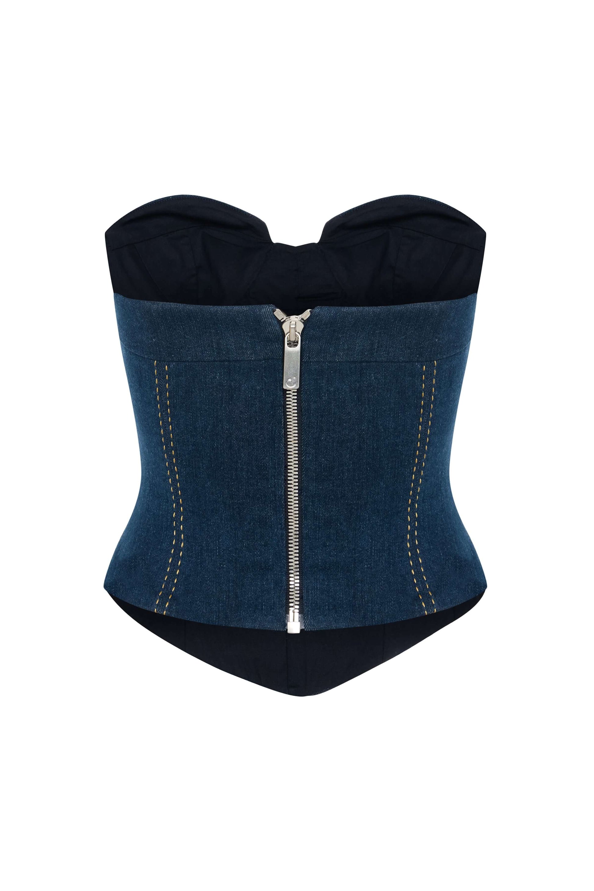 JENDUE Sofia Denim Corset Crop Top-3