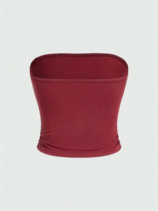 Skull Printed Off the Shoulder Tube Top for Women Summer Sexy Goth Y2K Clothes Slim Fit Crop Top Streetwear Club Wear