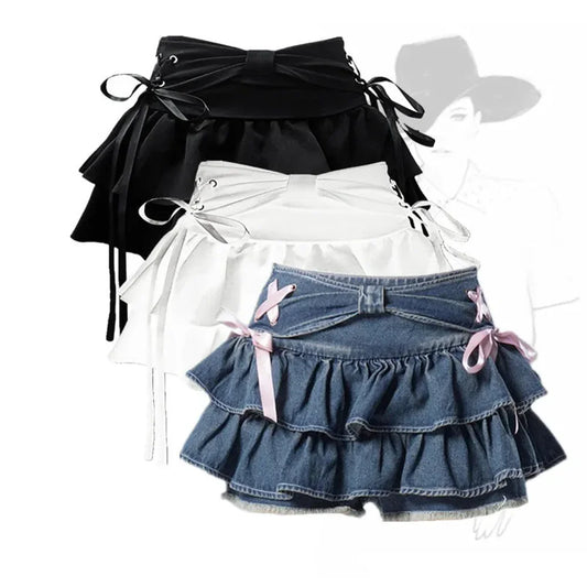 Women's Kawaii Bow Vintage Y2k Mini Skirt