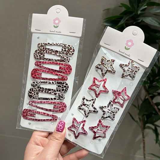Y2K 8pcs/set Leopard/zebra Print Hair Clips