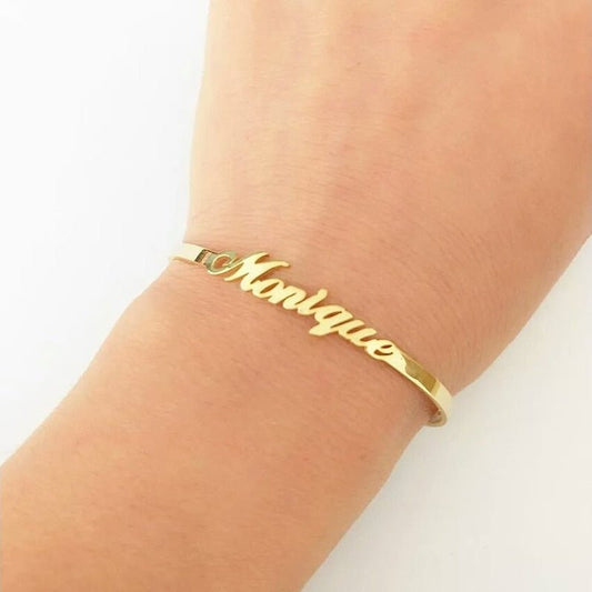 Custom Name Bracelets Bangles Gold Bangle Personalized Name Bangle Stainless Steel Adjustable Nameplate Kids-0