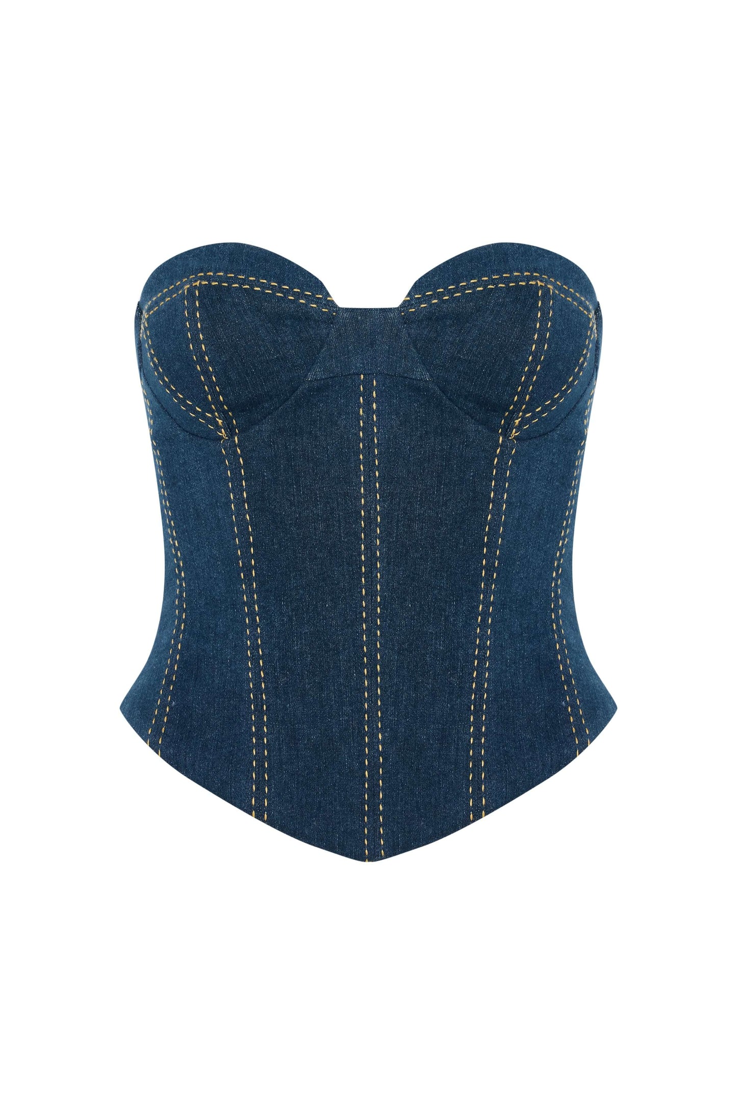 JENDUE Sofia Denim Corset Crop Top-2