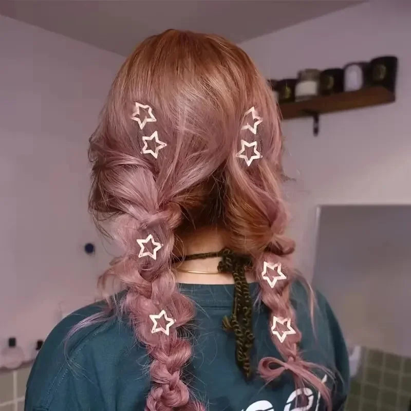 10/25/50/pcs Y2K Silver Star Hair Clips for Girls Metal Snap Clip Hairpins Barrettes Hair Grip Jewel Hair Accessories