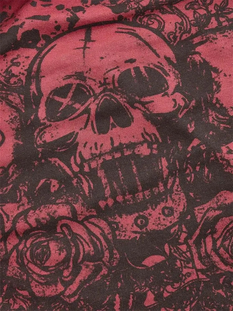 Skull Printed Off the Shoulder Tube Top for Women Summer Sexy Goth Y2K Clothes Slim Fit Crop Top Streetwear Club Wear