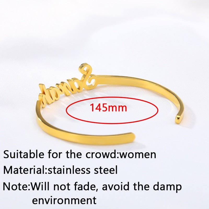 Custom Name Bracelets Bangles Gold Bangle Personalized Name Bangle Stainless Steel Adjustable Nameplate Kids-4